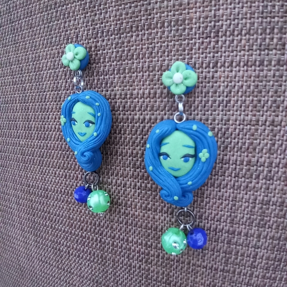🐲🐦 Deco Lady 🐬 Earrings 💚💙 - Picture 2 of 3